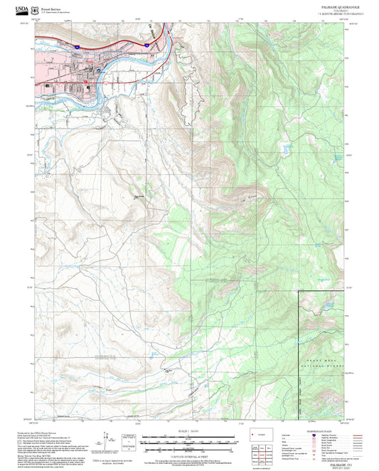 2025 Forest Service Topo Map of Palisade Colorado