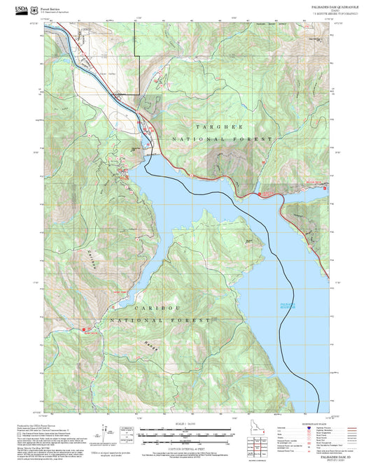 2025 Forest Service Topo Map of Palisades Dam Idaho