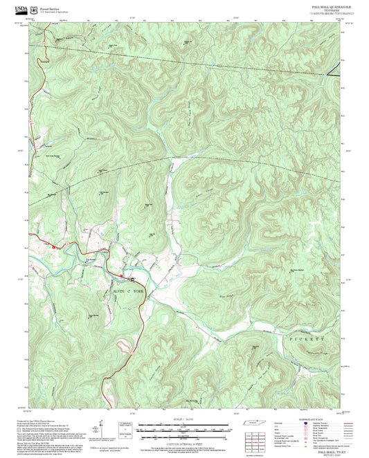2025 Forest Service Topo Map of Pall Mall Tennessee