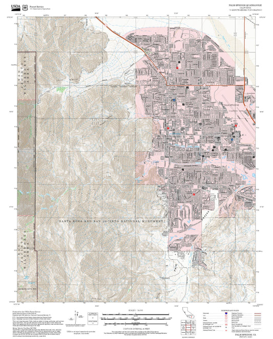 2025 Forest Service Topo Map of Palm Springs California