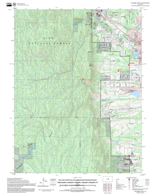 2025 Forest Service Topo Map of Palmer Lake Colorado