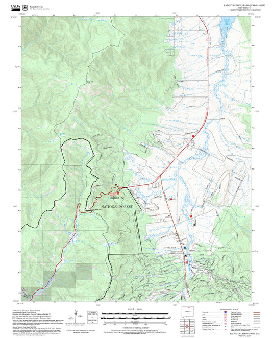 2025 Forest Service Topo Map of Palo Flechado Pass New Mexico