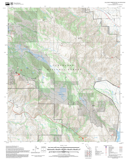 2025 Forest Service Topo Map of Palomar Observatory California