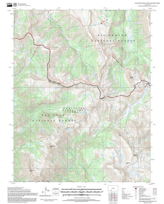 2025 Forest Service Topo Map of Palomino Mountain Colorado