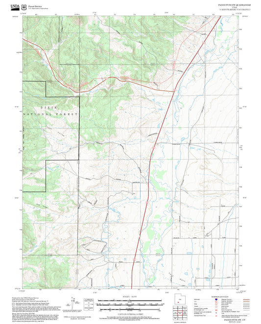 2025 Forest Service Topo Map of Panguitch NW Utah