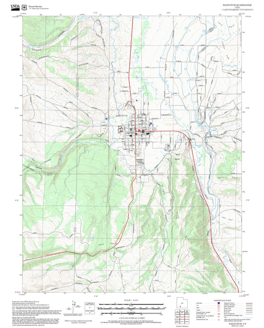 2025 Forest Service Topo Map of Panguitch Utah