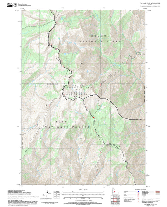 2025 Forest Service Topo Map of Papoose Peak Idaho