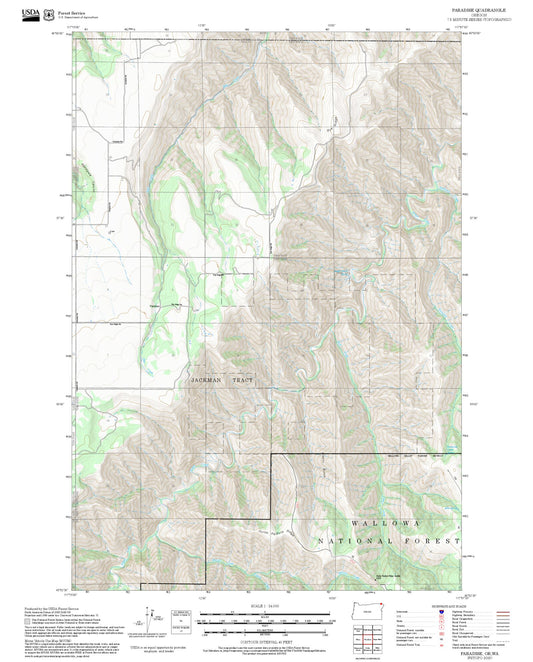 2025 Forest Service Topo Map of Paradise Oregon