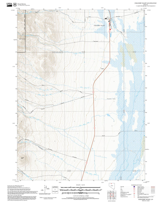2025 Forest Service Topo Map of Paradise Valley Nevada