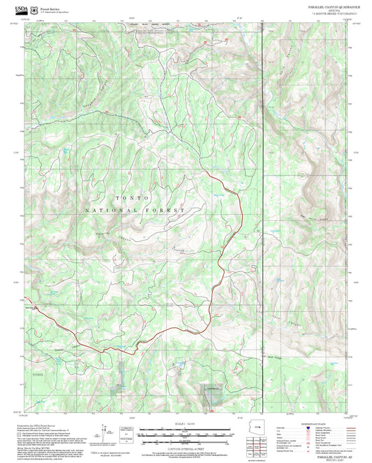 2025 Forest Service Topo Map of Parallel Canyon Arizona