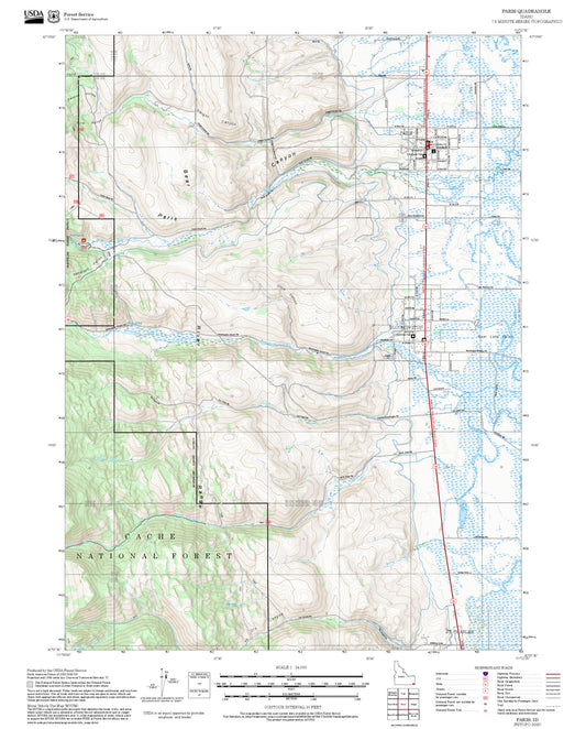 2025 Forest Service Topo Map of Paris Idaho