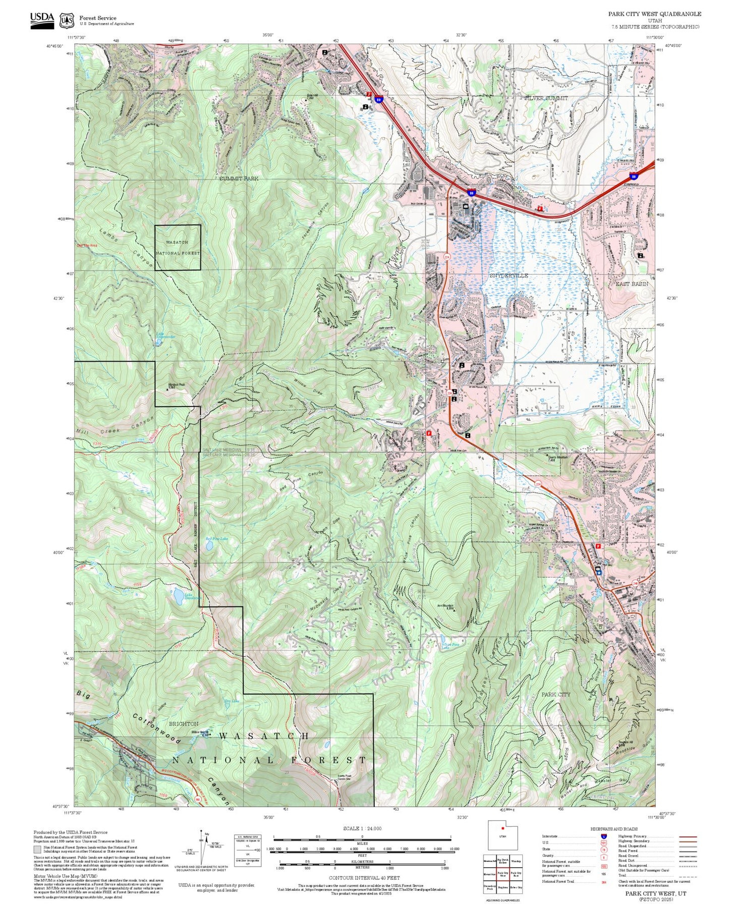 2025 Forest Service Topo Map of Park City West Utah