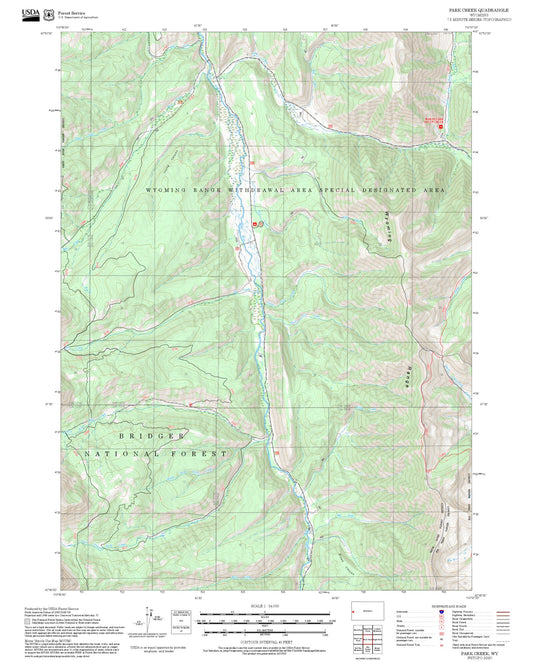 2025 Forest Service Topo Map of Park Creek Wyoming