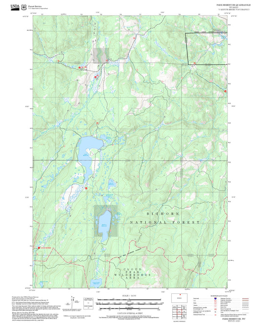 2025 Forest Service Topo Map of Park Reservoir Wyoming