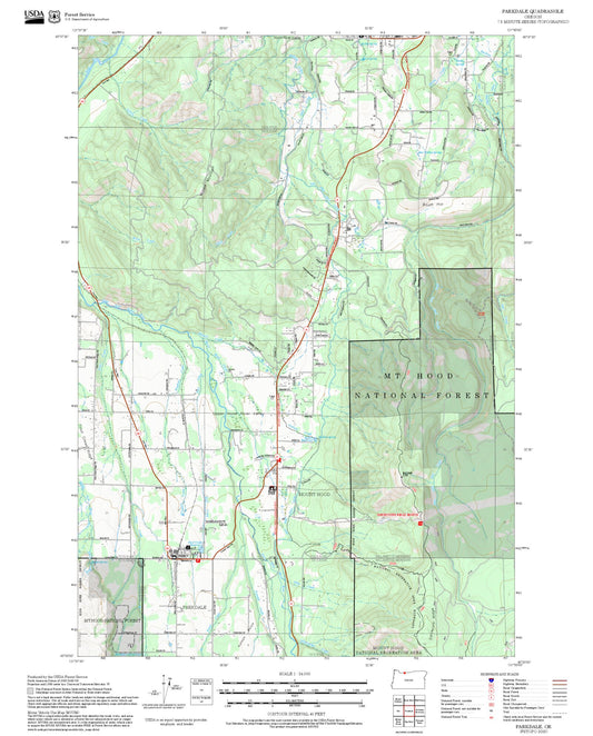 2025 Forest Service Topo Map of Parkdale Oregon