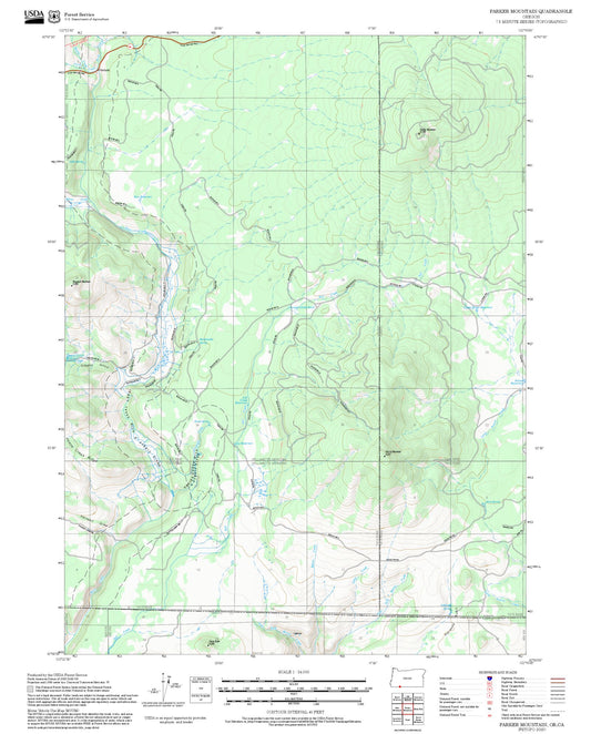 2025 Forest Service Topo Map of Parker Mountain Oregon