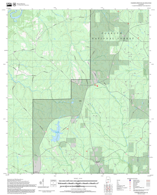2025 Forest Service Topo Map of Parker Springs Alabama