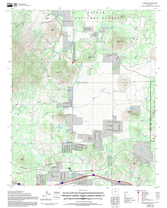 2025 Forest Service Topo Map of Parks Arizona