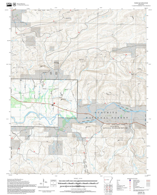2025 Forest Service Topo Map of Parks Arkansas