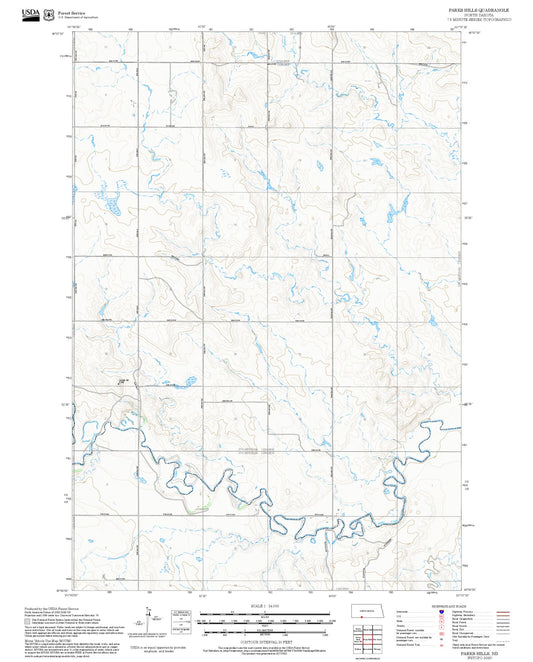 2025 Forest Service Topo Map of Parks Hills North Dakota