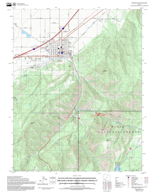 2025 Forest Service Topo Map of Parowan Utah