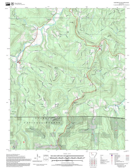 2025 Forest Service Topo Map of Parthenon Arkansas