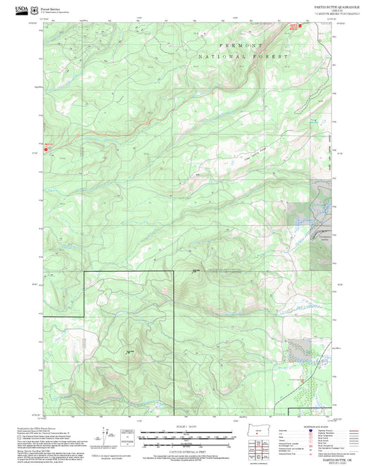 2025 Forest Service Topo Map of Partin Butte Oregon
