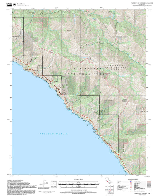 2025 Forest Service Topo Map of Partington Ridge California