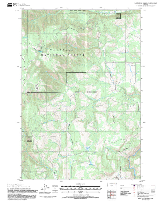 2025 Forest Service Topo Map of Partridge Creek Oregon