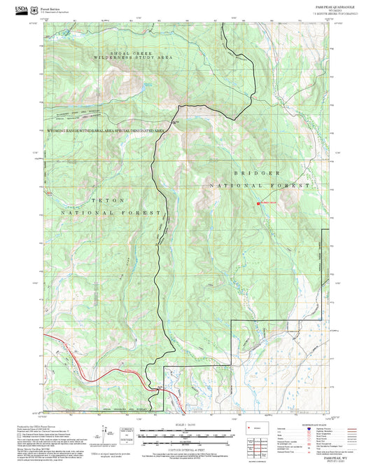 2025 Forest Service Topo Map of Pass Peak Wyoming