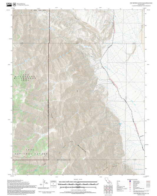 2025 Forest Service Topo Map of Pat Keyes Canyon California