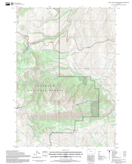 2025 Forest Service Topo Map of Pat O' Hara Mountain Wyoming