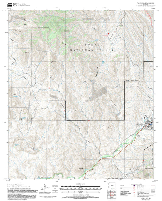 2025 Forest Service Topo Map of Patagonia Arizona