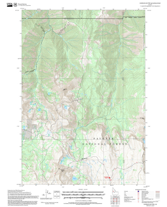 2025 Forest Service Topo Map of Patrick Butte Idaho