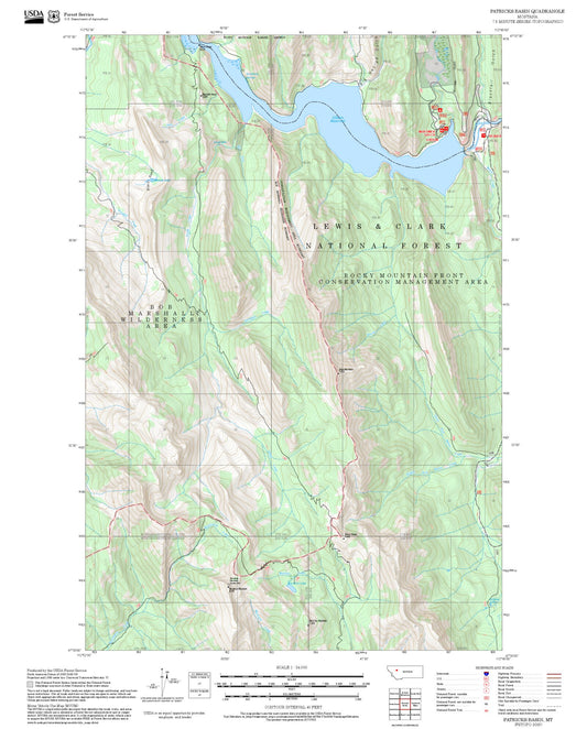 2025 Forest Service Topo Map of Patricks Basin Montana