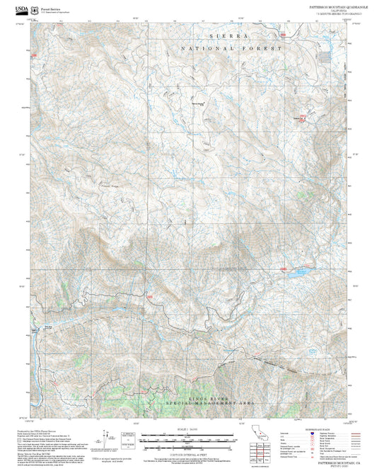 2025 Forest Service Topo Map of Patterson Mountain California