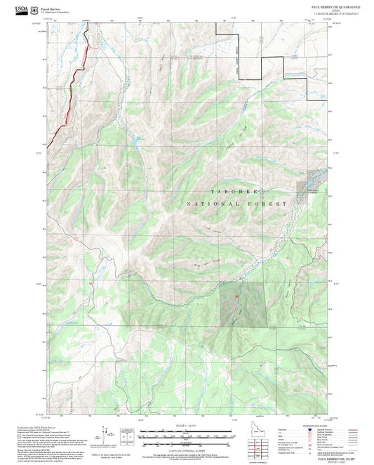 2025 Forest Service Topo Map of Paul Reservoir Idaho