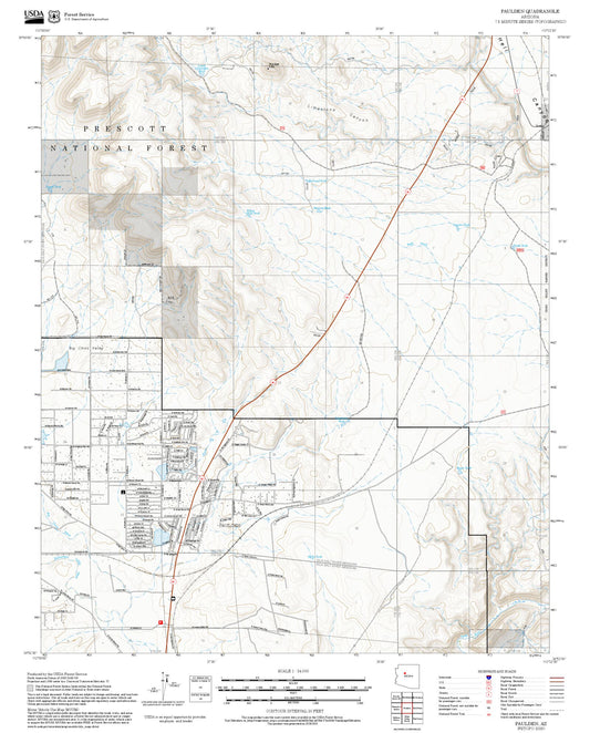 2025 Forest Service Topo Map of Paulden Arizona