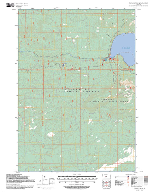 2025 Forest Service Topo Map of Paulina Peak Oregon