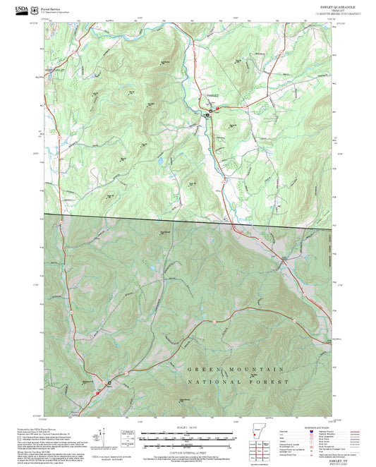 2025 Forest Service Topo Map of Pawlet Vermont