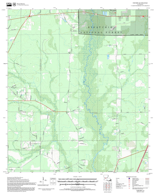2025 Forest Service Topo Map of Pawnee Louisiana