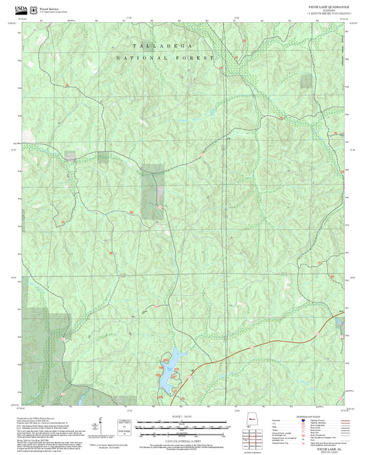 2025 Forest Service Topo Map of Payne Lake Alabama
