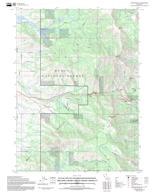2025 Forest Service Topo Map of Payne Peak California