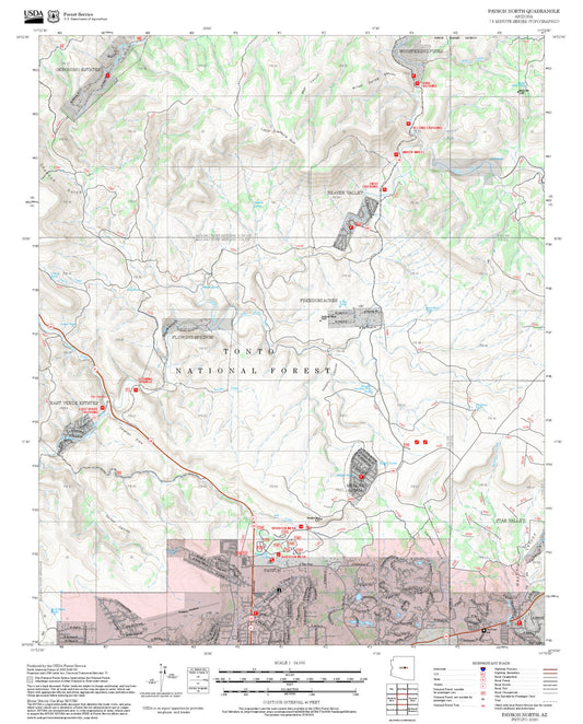 2025 Forest Service Topo Map of Payson North Arizona