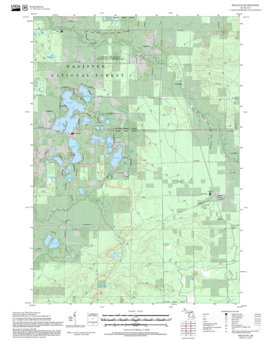 2025 Forest Service Topo Map of Peacock Michigan