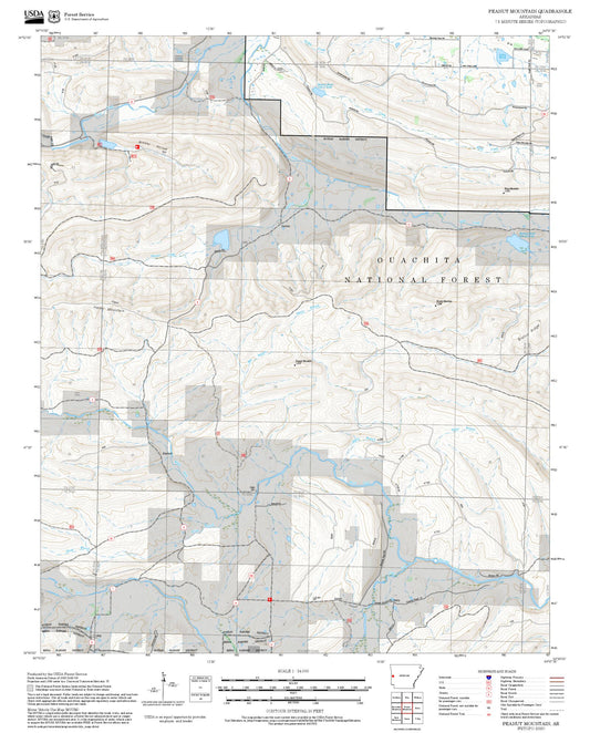 2025 Forest Service Topo Map of Peanut Mountain Arkansas