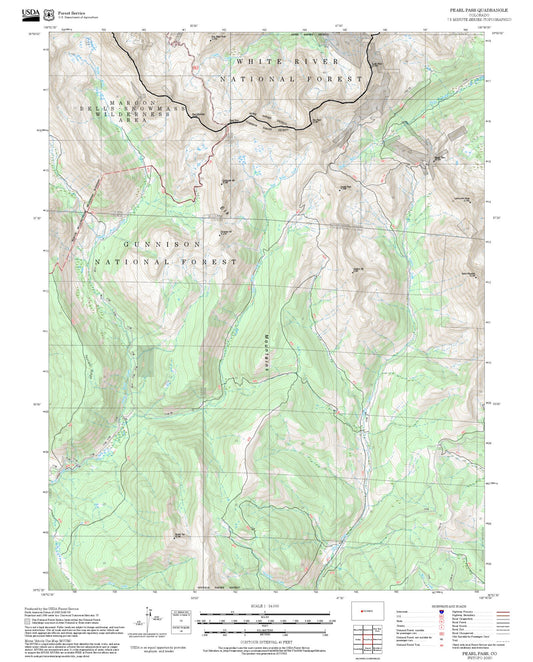 2025 Forest Service Topo Map of Pearl Pass Colorado