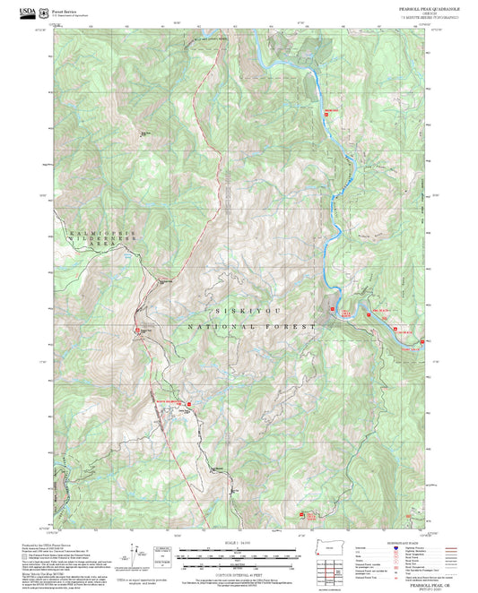 2025 Forest Service Topo Map of Pearsoll Peak Oregon