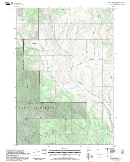 2025 Forest Service Topo Map of Peck Mountain Idaho