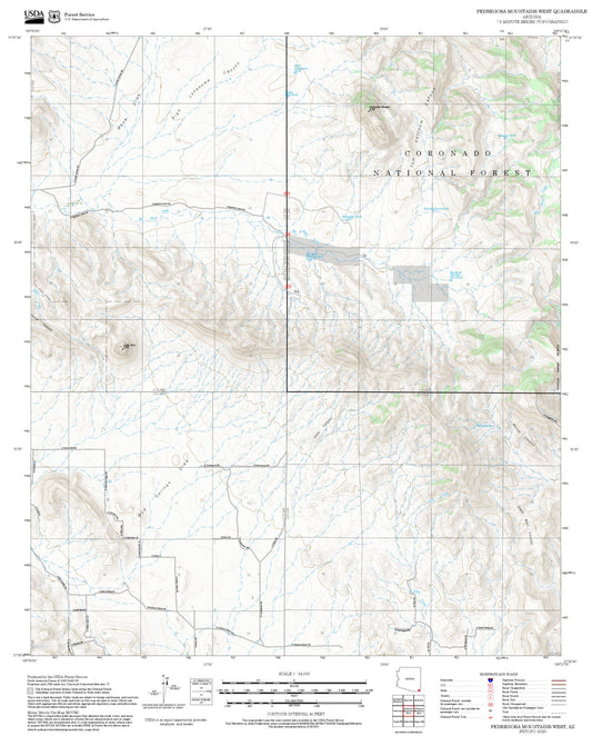 2025 Forest Service Topo Map of Pedregosa Mountains West Arizona